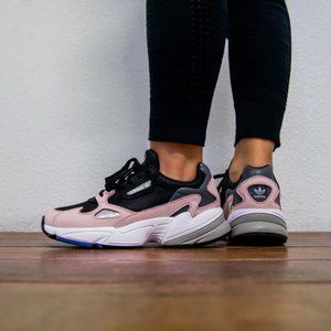 adidas women's black & pink falcon sneakers